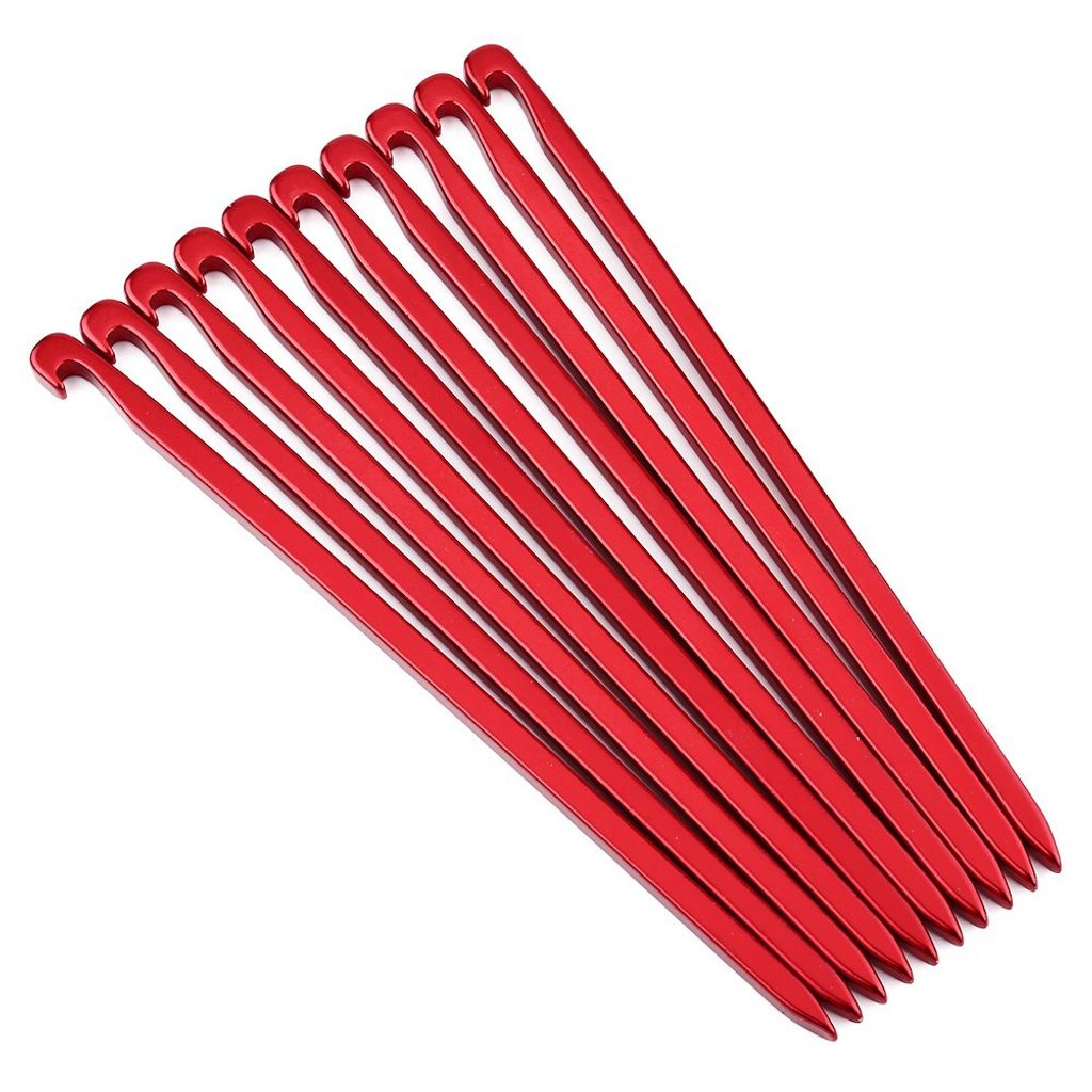 10 Stück Zelt Heringe, 16cm Aluminium Camping Pflöcke, Für Markise & Zelt Rot