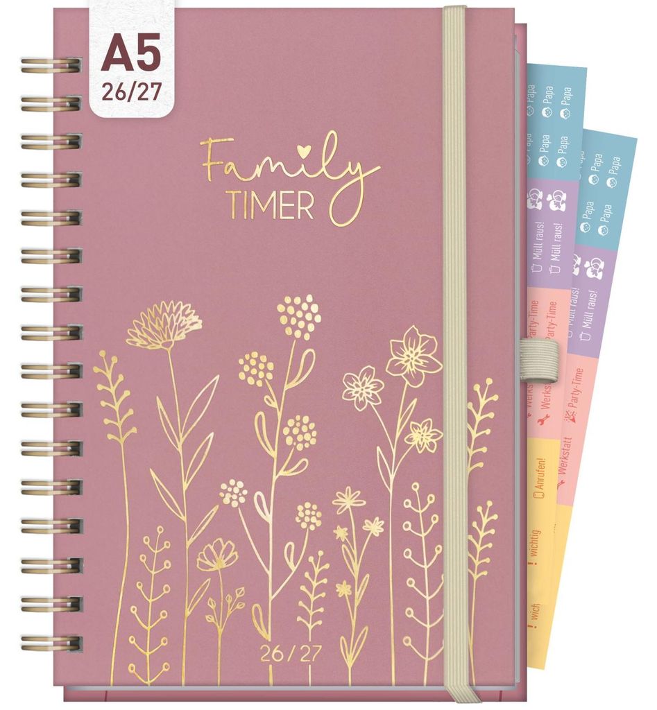 Family-Timer Deluxe 2026/2027 / 17 Monate / A5 / Fine Produktbild 