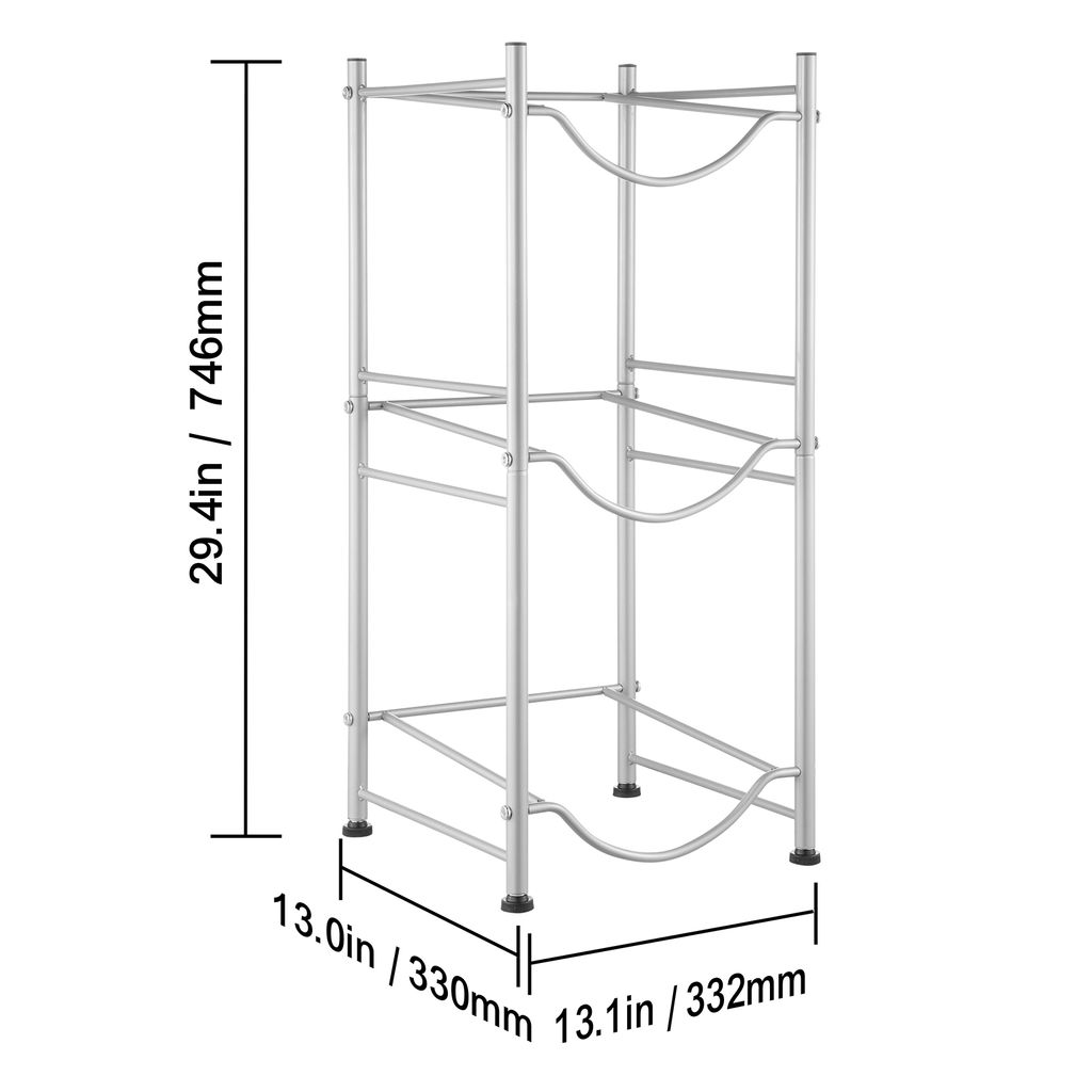 Support Métallique Pour 4 Carafes D'eau - 4 Niveaux, Charge 76 Kg, Dimensions 332x330x1047 Mm, Noir