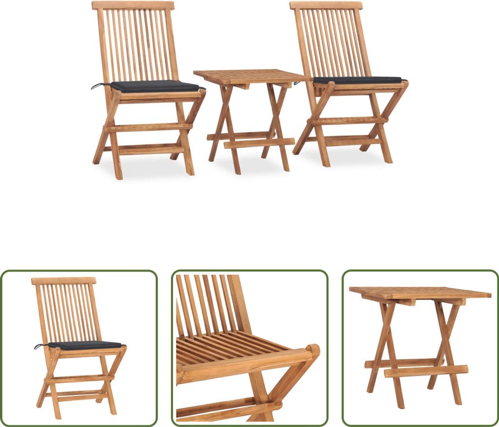 The Living Store 3-tlg. Garten-Essgruppe mit Kissen Produktbild 