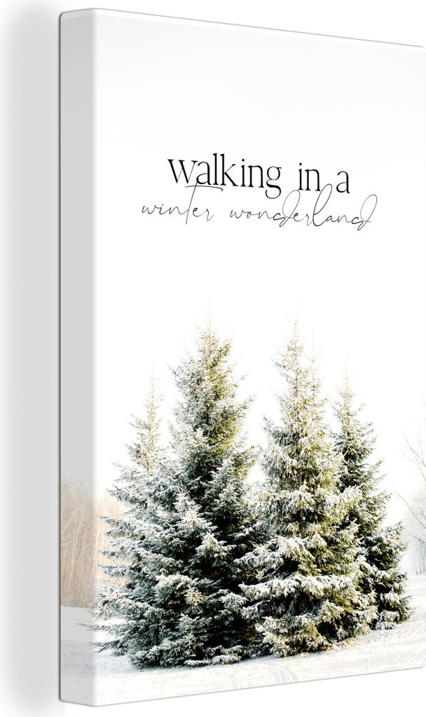 OneMillionCanvasses - Leinwandbilder - 90x140 cm, Weihnachtsbaum - Schnee - Winter, Wandbilder Kunstdruck Wanddekoration - Foto auf Leinwand - Ge...