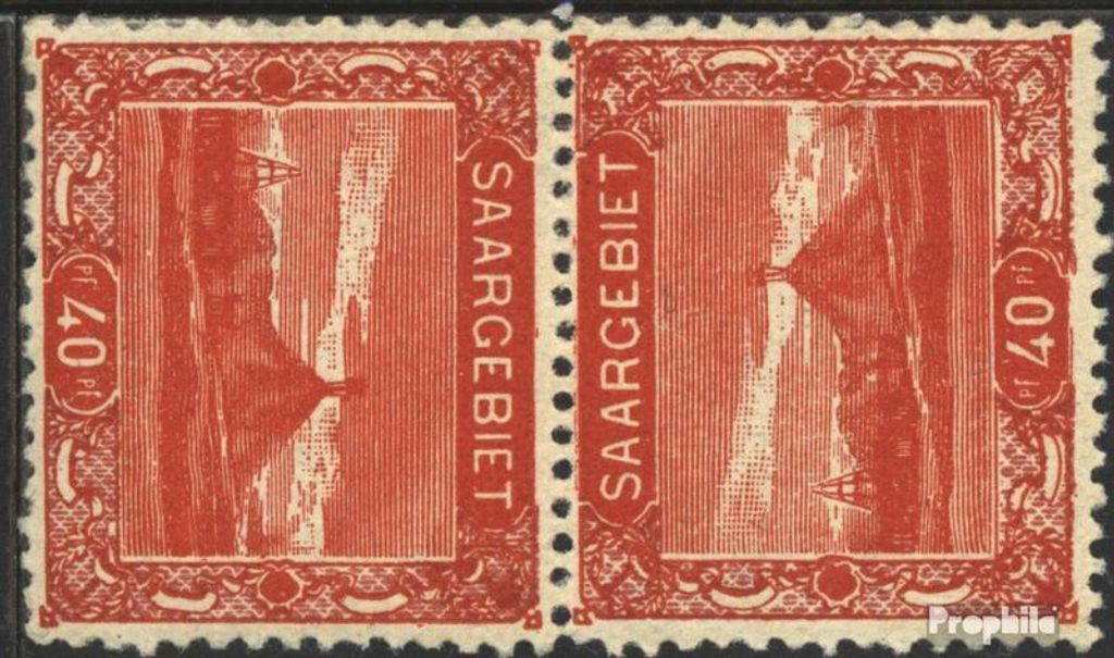 Briefmarken Saarland 1921 Mi 59 Kehrdruck IV postfrisch Landschaftsbilder (I)