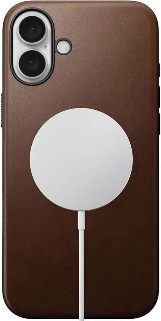 Coque de Protection iPhone 16 Plus en Cuir Marron Compatible MagSafe