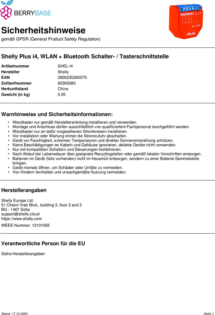 Module de Commande Wi-Fi Shelly Plus i4 pour Interrupteurs Intelligents - 31