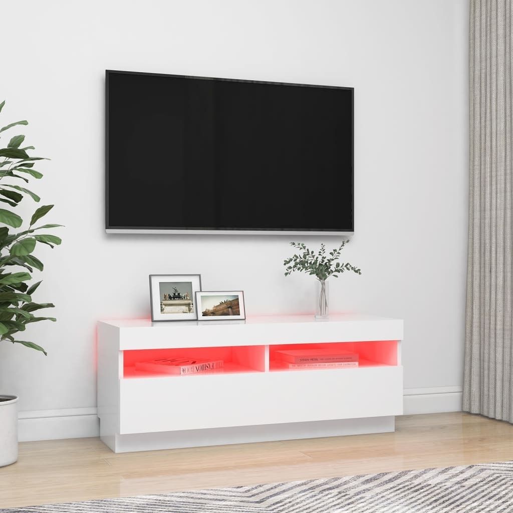 Eleganter Möbel TV-Schrank mit LED-Leuchten Weiß 100x35x40cm - CJG524180 - TV-Schränke