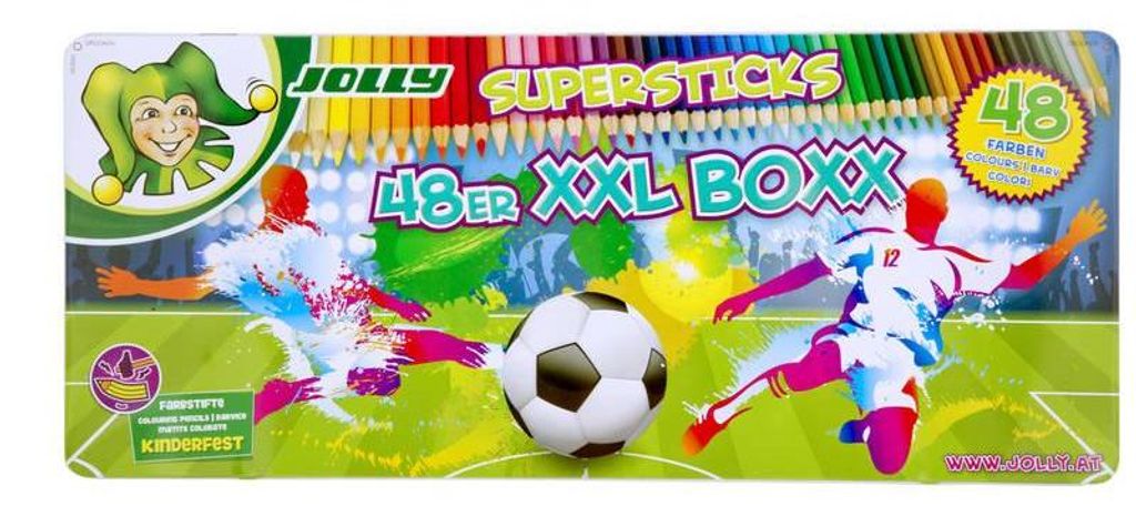 Jolly Buntstifte Supersticks Fußball XXL Boxx 48 Stück HB