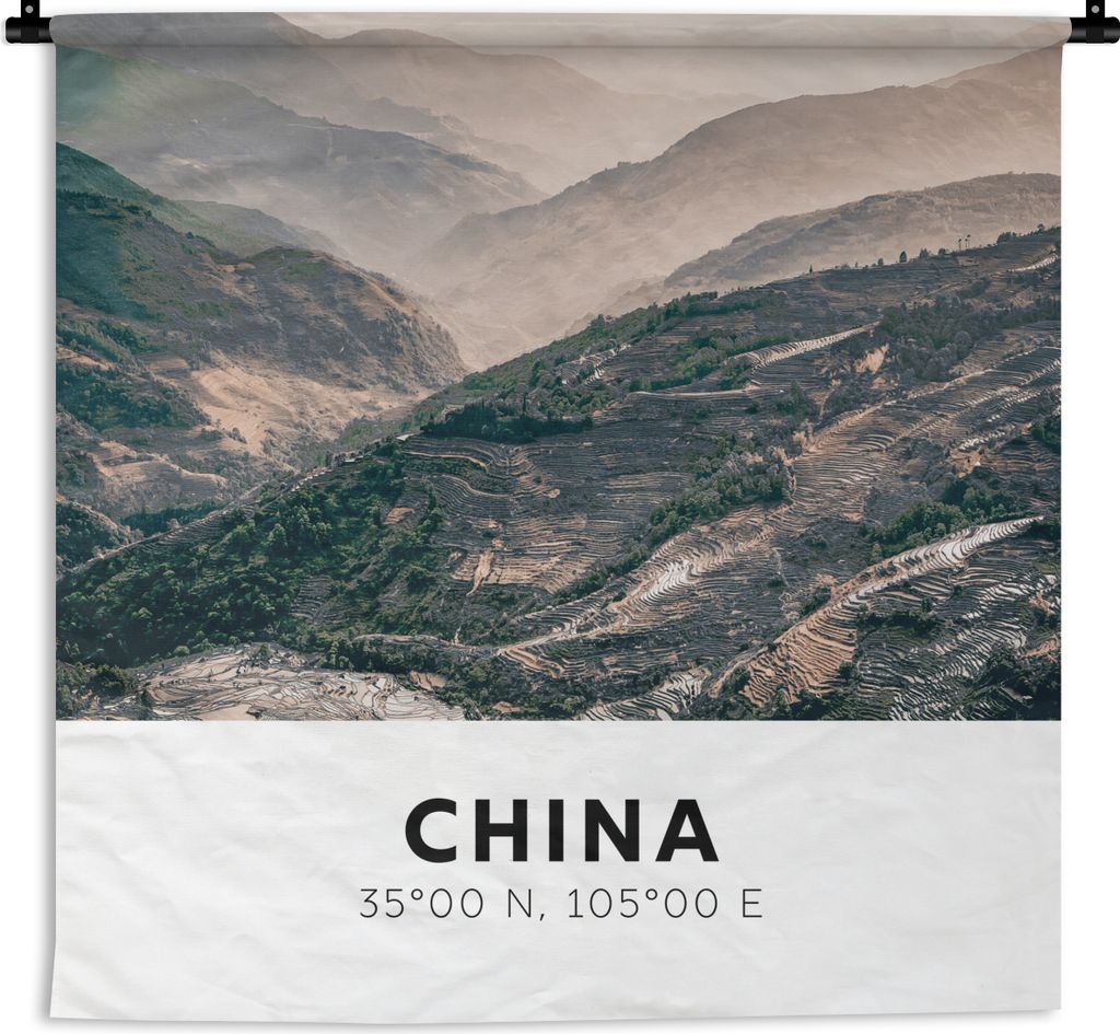 MuchoWow Wandteppich Wandbehang China - Berge - Asien - Sommer 60x60 cm Tapisserie Dekoration Wandtuch - Dekorationen - Wand Decke