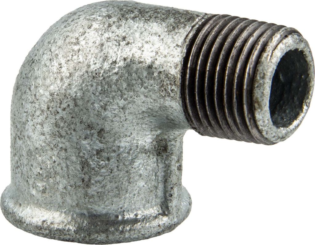 Temperguss-Gewindefitting verzinkt Winkel 90° reduziert, IG x AG 1 x 3/4 Zoll , Typ 92, DVGW