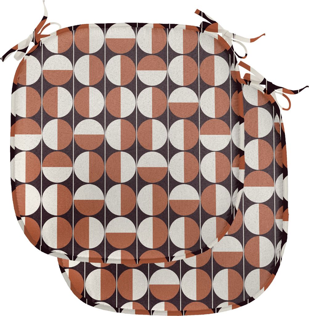 ABAKUHAUS Mitte des Jahrhunderts Polster für Esszimmerstühle, bicolor Kreise, Dekoratives wasserfestes Kissen mit Riemen für Küchensitze, 40 cm...