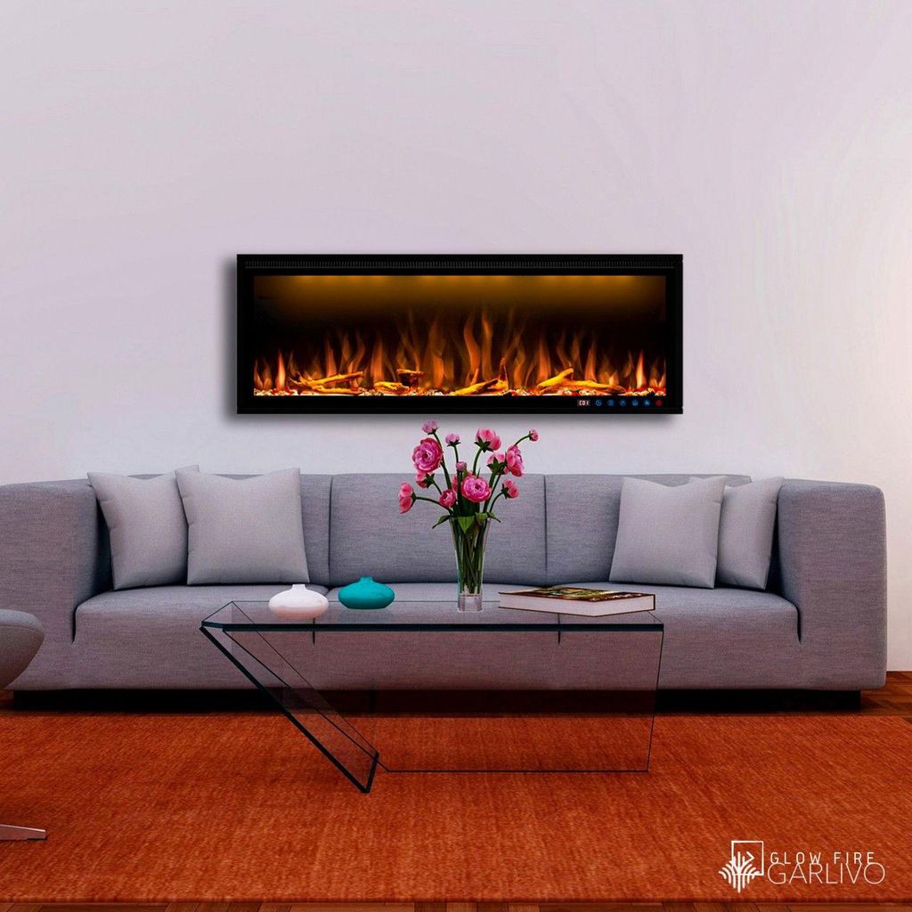 Garlivo Elektrokamin 'Smart Wall 50' | LED Wandkamin in schwarz mit Heizung (1500 W) | BxHxT: 127 x 42,8 x 17 cm