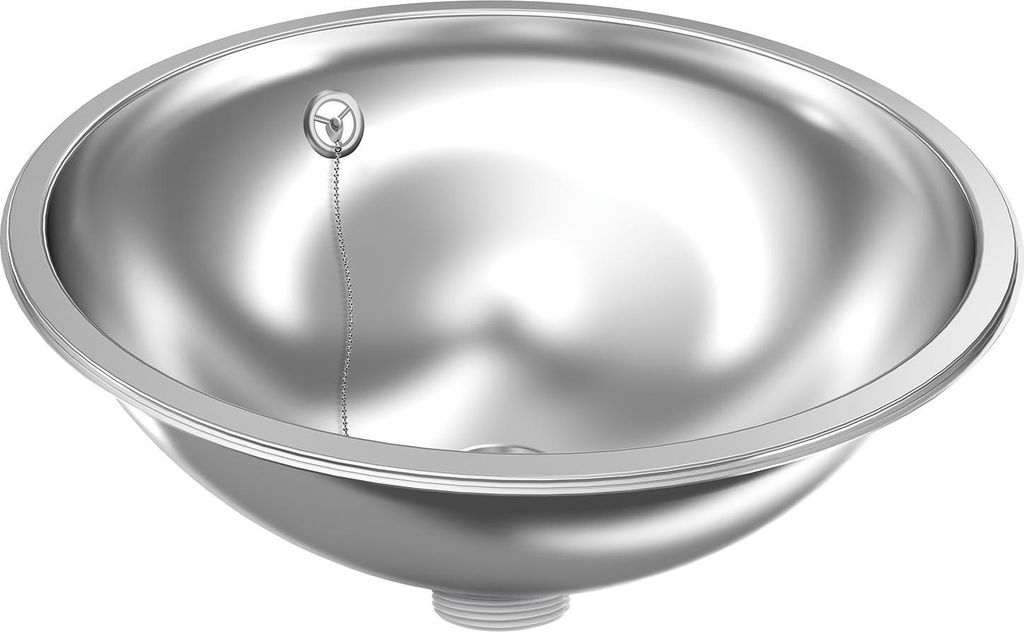 KWC AR Rundbecken, RONDO, Edelstahl, hgl, 456x165 mm, Überlauf, Ab-u.Überlaufgarn.