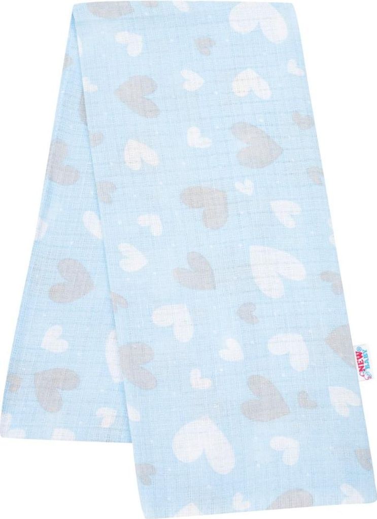 Baumwollwindel mit Druck New Baby blau Herz