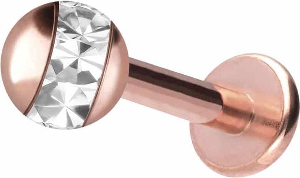 Ohrpiercing, Nasenpiercing Chirurgenstahl Labret EPOXY-RING-KUGEL RoséGold Stablänge: 9mm + Stabstärke: 1,6mm + Kugelgröße: 4mm
