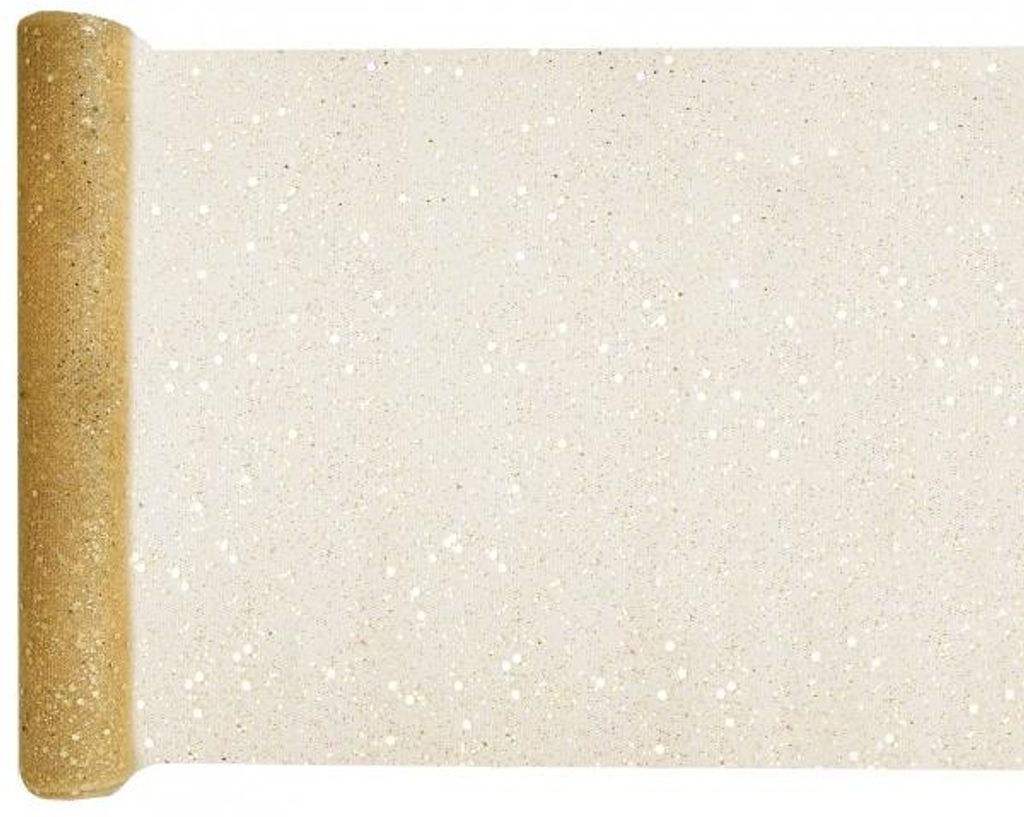 Tischläufer Tüll Glitzer gold 5m Produktbild 