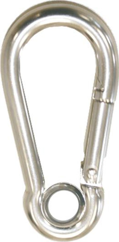 Karabinerhaken Ø 5 x 50 mm mit Kausche aus Edelstahl V4A