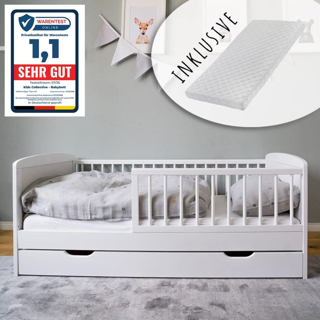 Detská posteľ 70x140 cm s matracom, lamelovým roštom, Obrázok produktu 