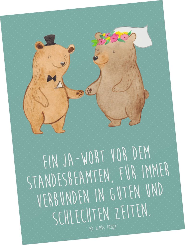 Mr. & Mrs. Panda Ansichtskarte Standesamtliche Trauung Versprechen - Meeresbrise - Geschenk, Ansichtskarten, Hochzeit, Heiraten, unerschütterliche...