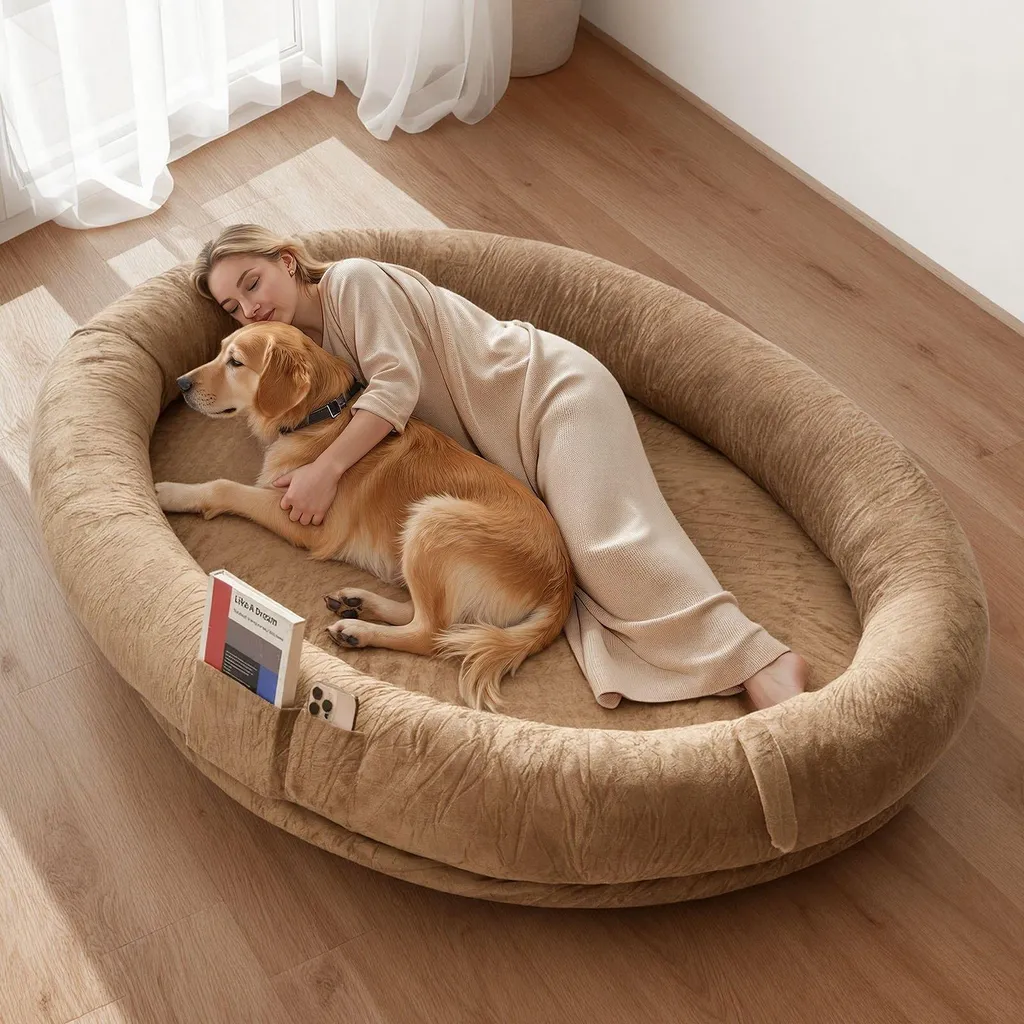 Lit pour chien pour humain idéal pour sieste et relaxation 177 x 123 cm