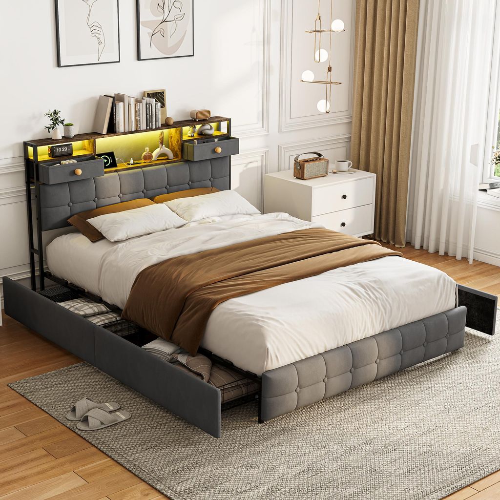 UnboxG Polsterbett 160x200cm mit USB, Jugendbett Doppelbett Produktbild 