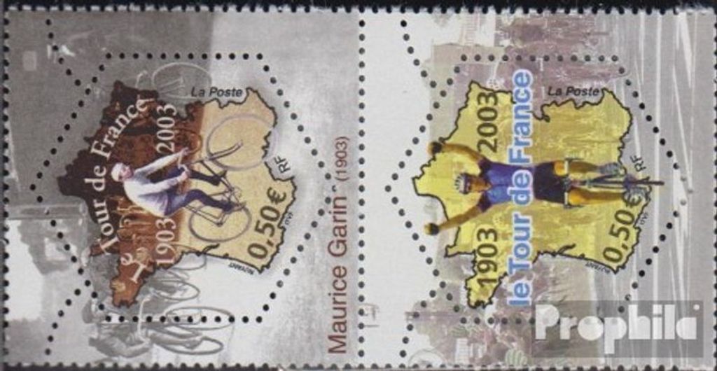 Briefmarken Frankreich 2003 Mi 3724-3725 Paar (kompl.Ausg.) postfrisch 100 Jahre Tour de France