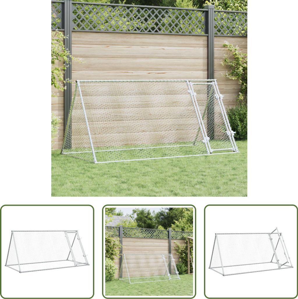 The Living Store Hühnerkäfig Silbern 200x105x91 cm Verzinkter Stahl