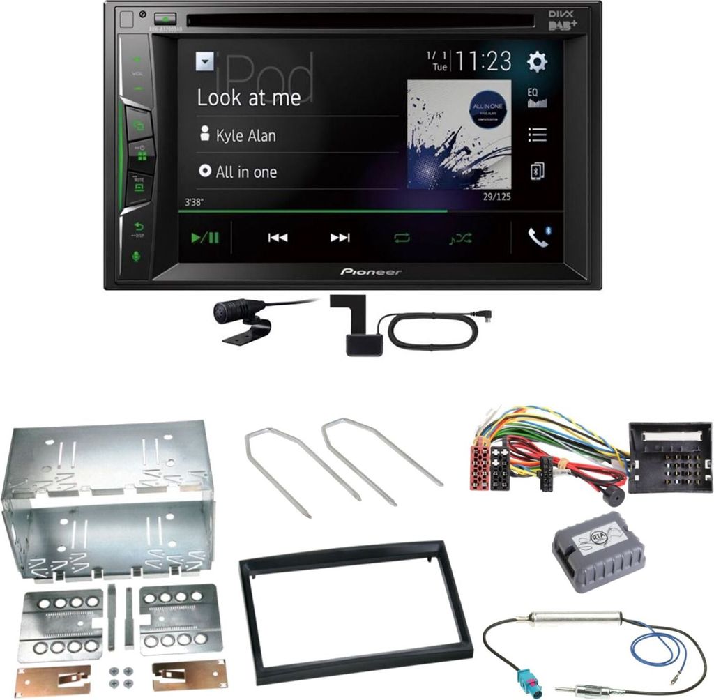 Pioneer AVH-A3200DAB Bluetooth DAB Einbauset für Peugeot 207 307 Partner Expert