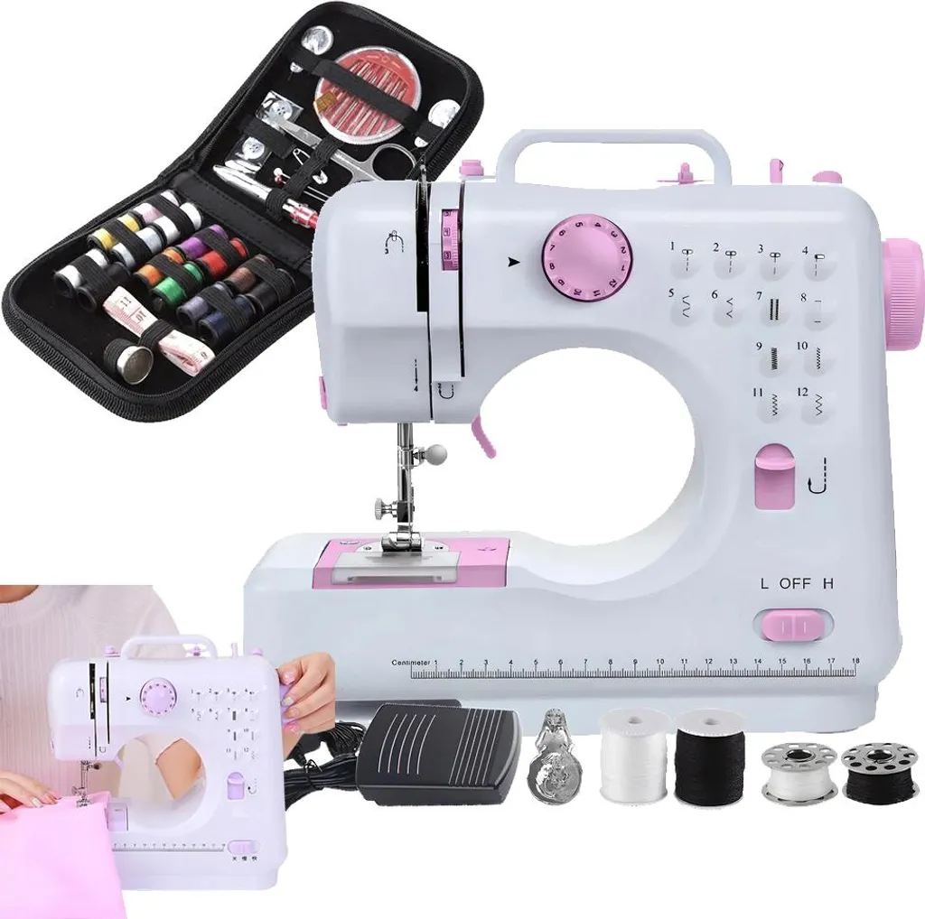 Machine à coudre de voyage portable avec pédale pour retouches et ourlets