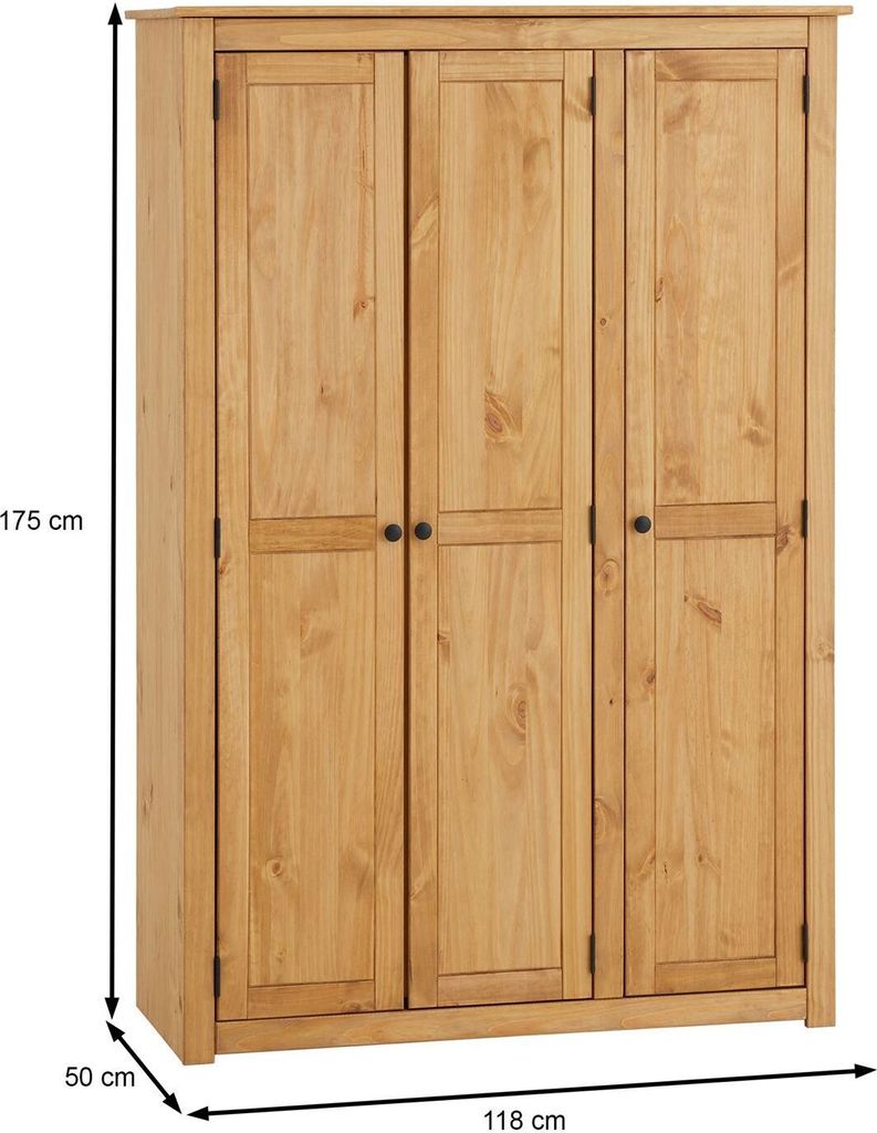 Kleiderschrank CANCUN - Massiver 3-türiger Produktbild 9