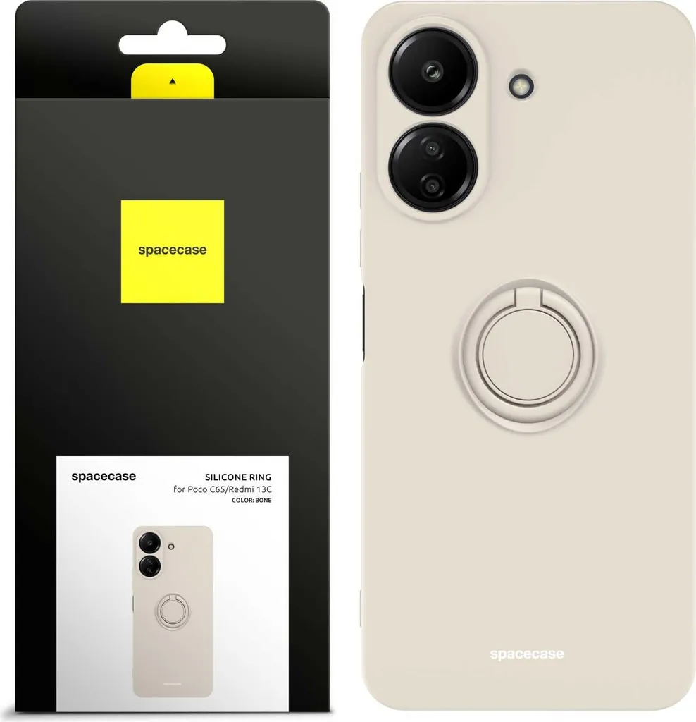 Cover SPACECASE Redmi 13C / Poco C65 Beige con Supporto Anello Magnetico