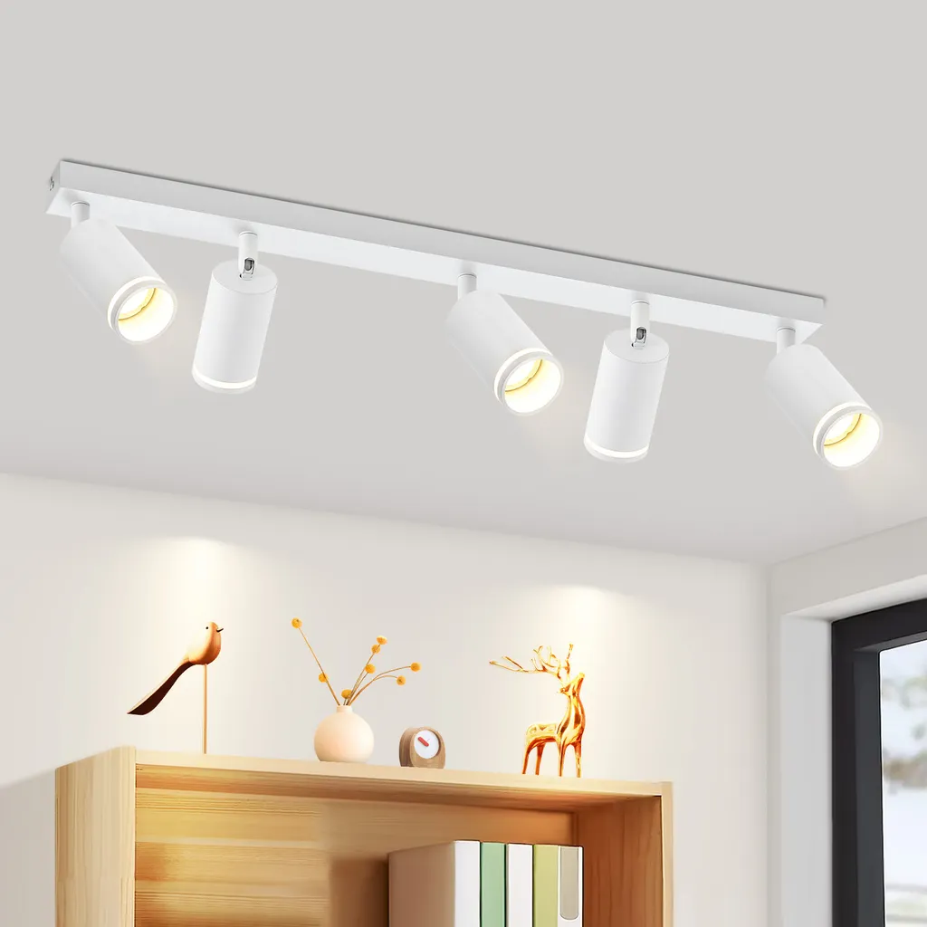 ZMH Plafoniera LED 5 Fiamme Bianca GU10 Faretti Orientabili Metallo Moderno