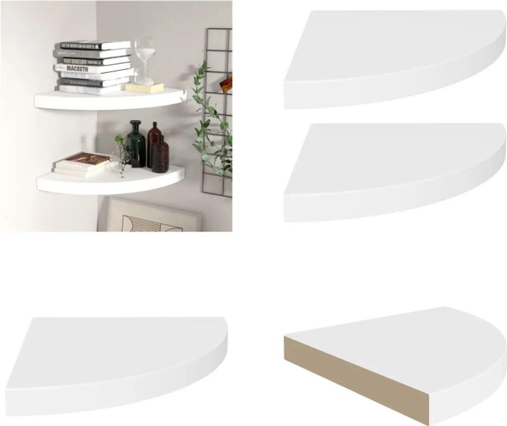 2 Mensole Galleggianti Angolo vidaXL 35x35cm Bianco - Offerta Web