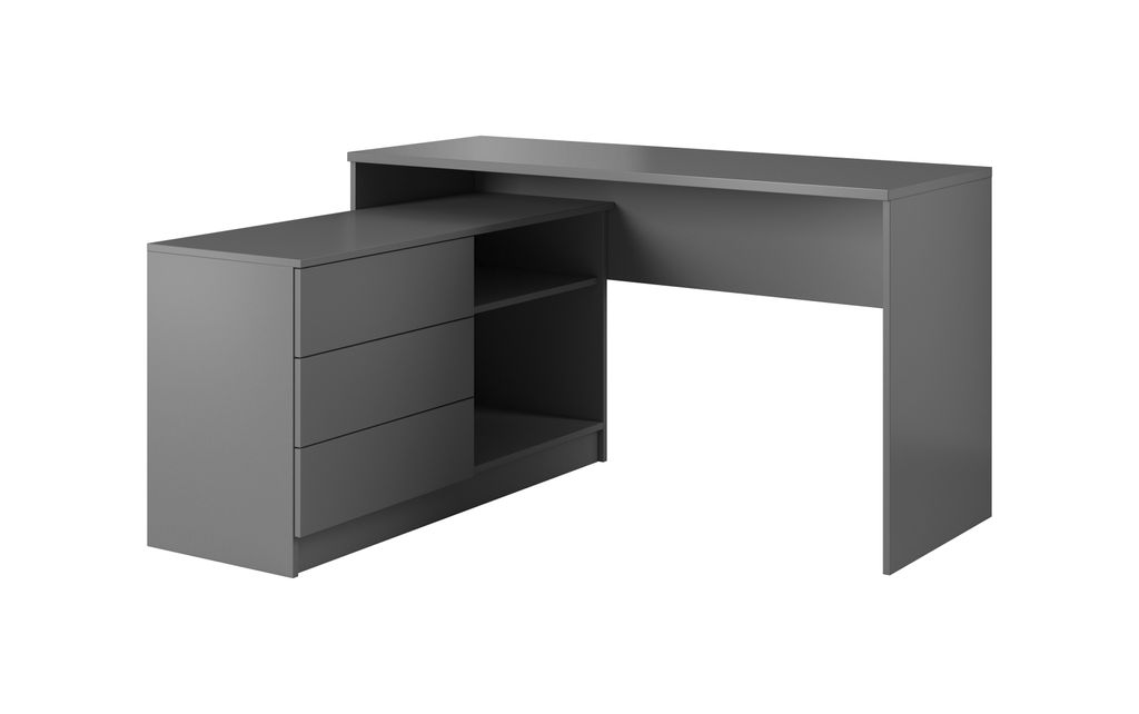 Moderner Schreibtisch TEO mit Rollcontainer (Graphitgrau)