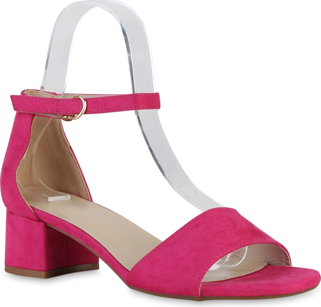 VAN HILL Damen Klassische Sandaletten Elegante Schuhe 841131, Farbe: Fuchsia Velours, Größe: 37