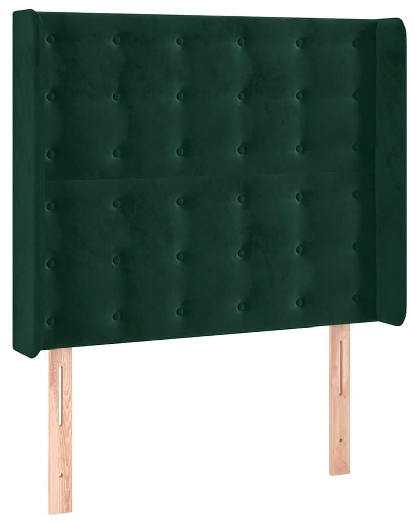 vidaXL Kopfteil mit Ohren Dunkelgrün 93x16x118/128 cm Samt