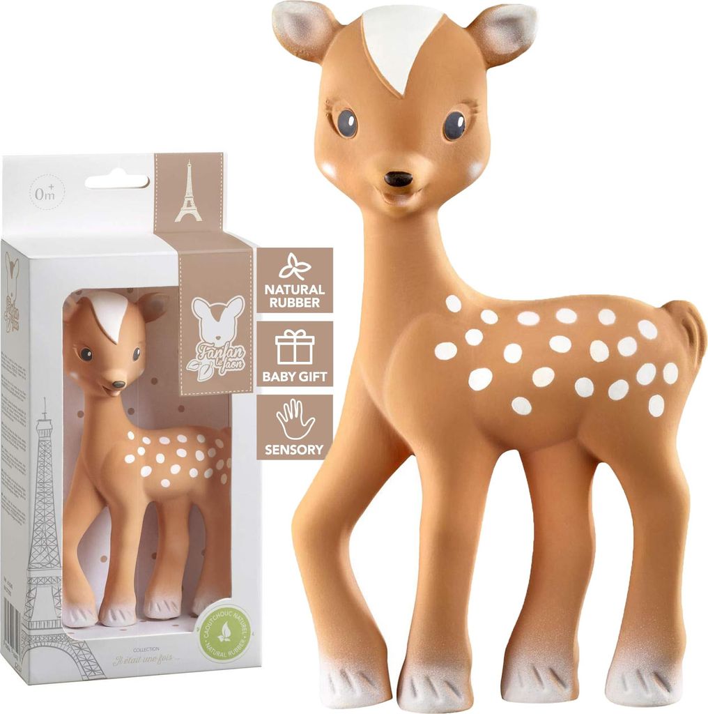 Sophie la girafe Fanfan das Rehkitz Spielzeug aus 100% Naturkautschuk, ideal zur Linderung von schmerzhaftem Zahnfleisch