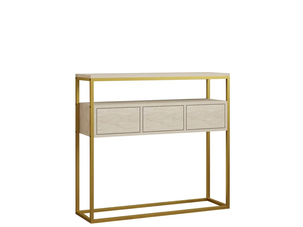 Console effet travertin Skye Decor - Meuble compact et facile d'entretien