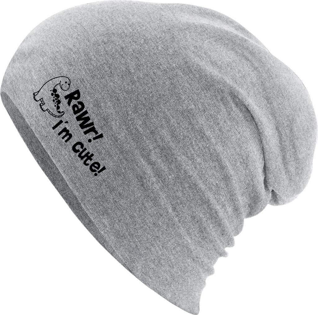 Huuraa Beanie Brachiosaurus I`m cute Heather Grey One Size Baumwolle und Elasthan Mütze Geschenkidee