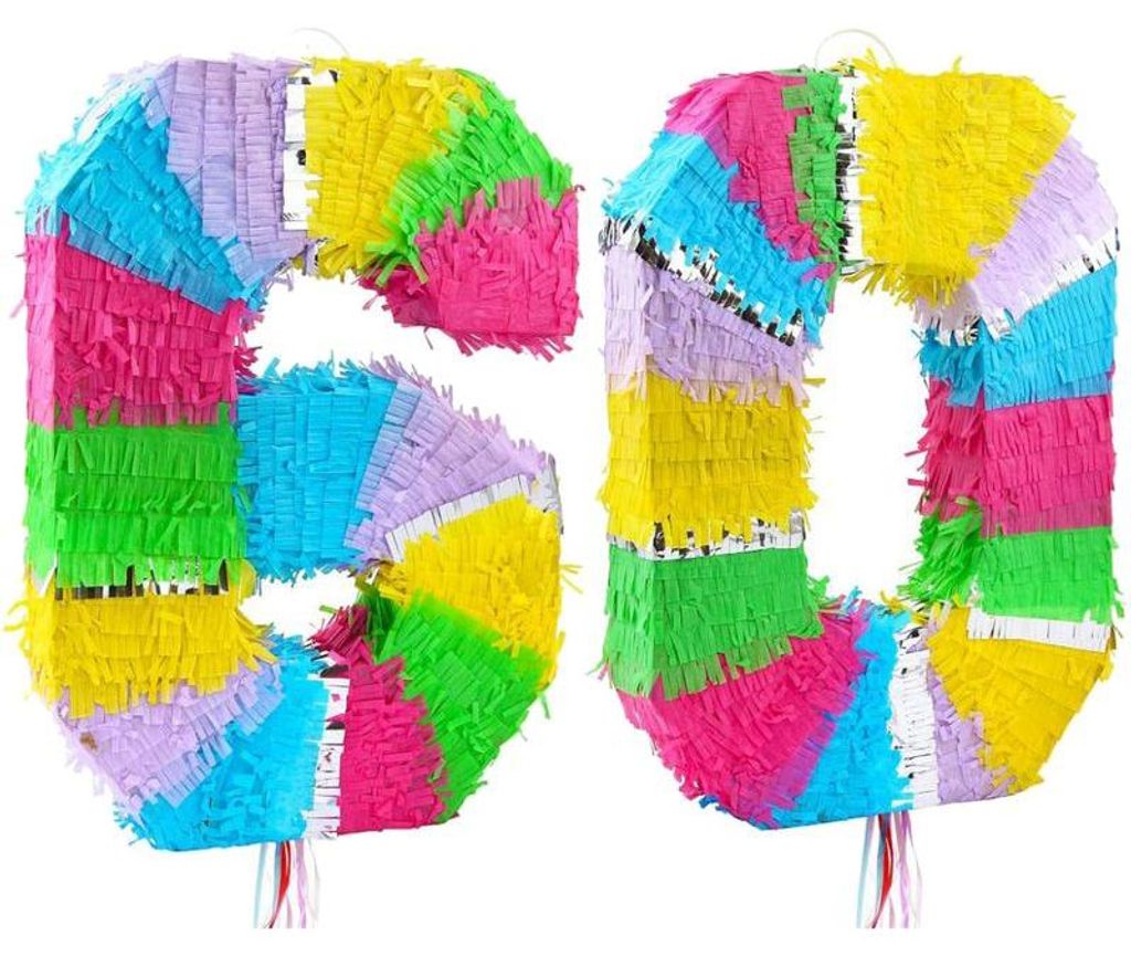 Pinata Zahl 60 bunt pastell 50x35x7,5 cm ungefüllt 1 kg Produktbild 