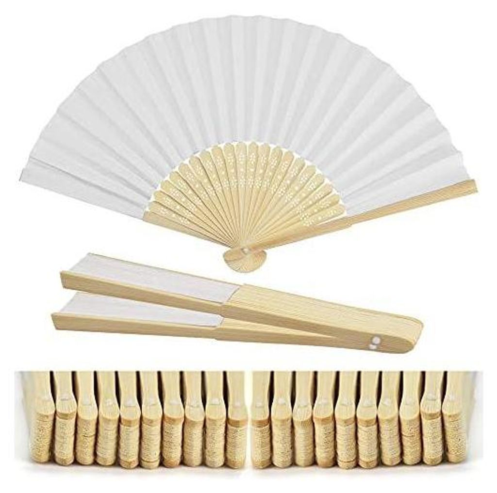 20 Stück Fächer Weiß Hochzeit Handfächer Diy Bambus Produktbild 