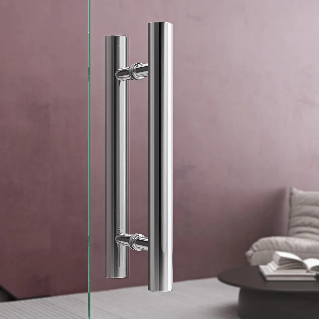 Poignée de douche design barre TK02 Doporro pour porte en verre inox