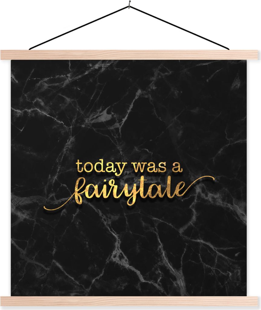 MuchoWow Textilposter Zitate - Sprichwörter - Gold - Marmor 40x40 cm mit holzfarbenen Rahmen - Posterleiste