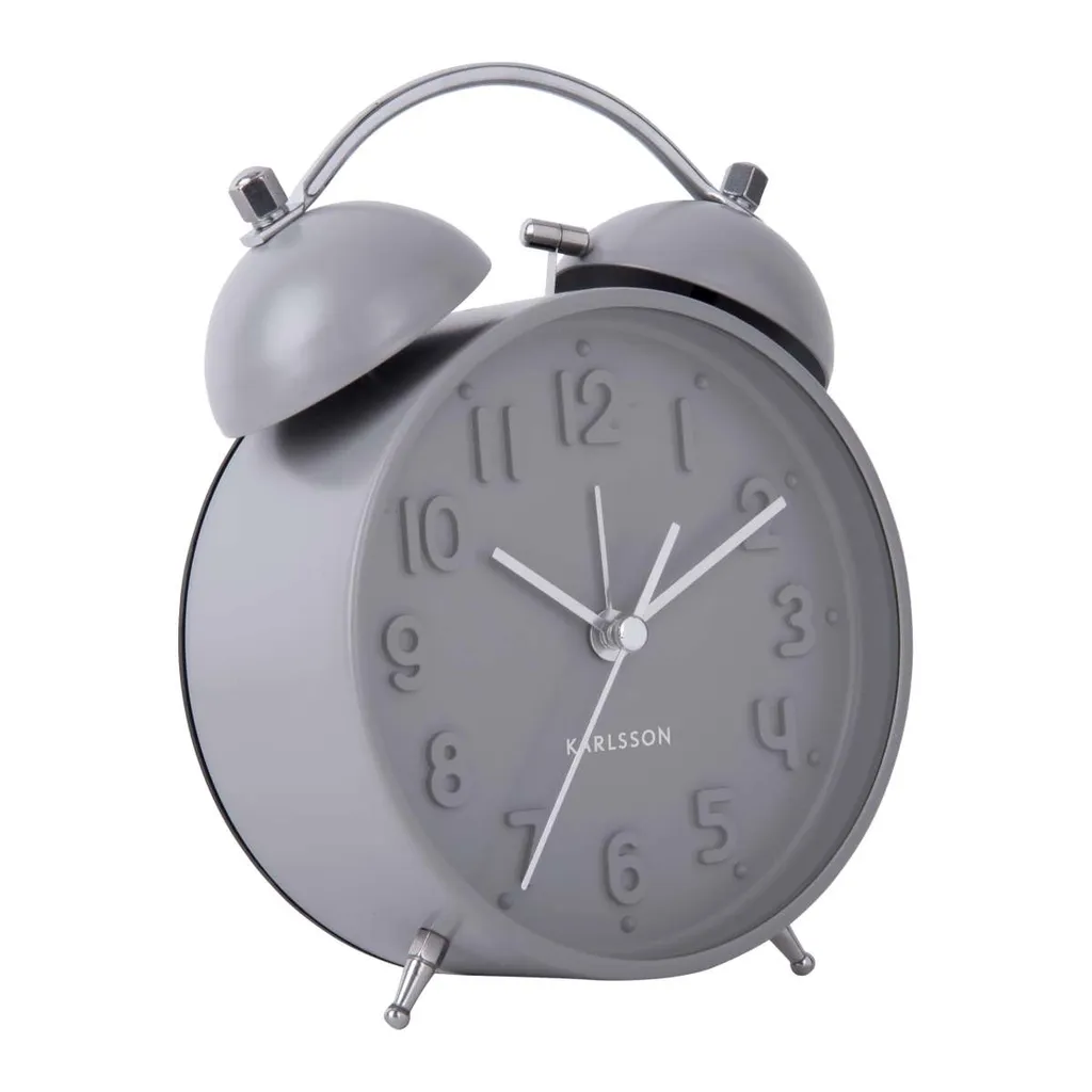 Réveil de table vintage Iconic gris mat 15 cm - Horloge de chevet chic