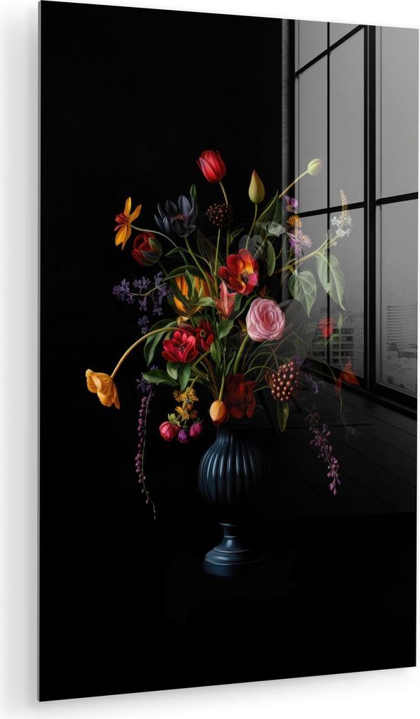 MuchoWow Glasbilder - Bilder auf Wandbild - Foto auf Glas Blumen - Beeren - Klassisch 80x120 cm Wanddekoration aus Glas - Acrylglasbild - Acrylbild...