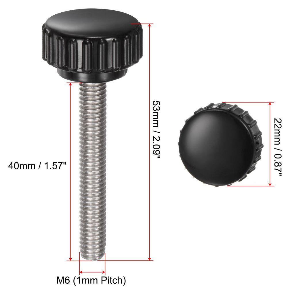 6 Stš¹ck R?ndelschraube mit Gewinde M6 x 40mm x 22mm Rundkopfschraube Edelstahl 304 Rundgriffbolzen Klemmkn?pfe 22mm Handkn?pfe Daumenschrauben S...