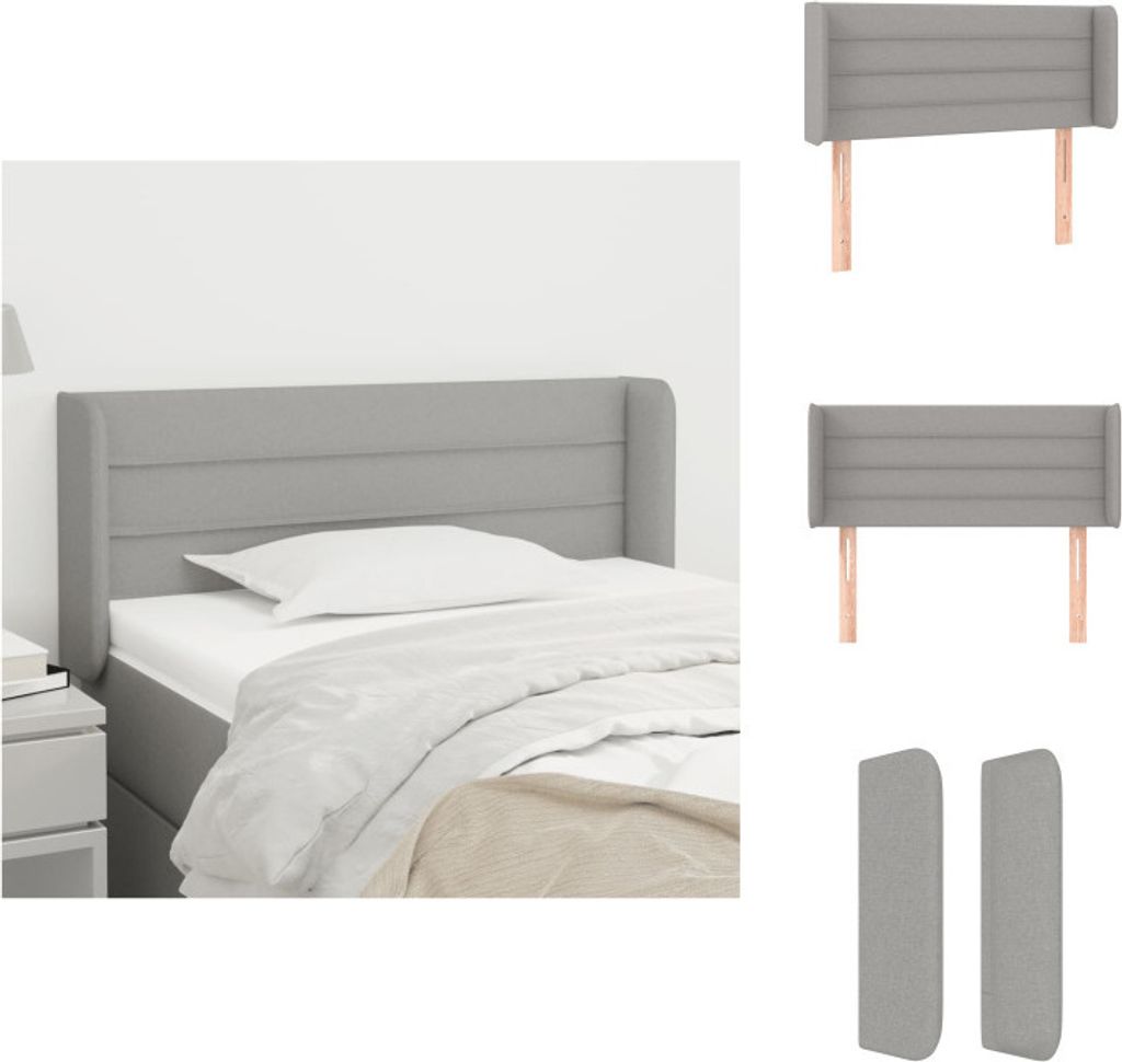 vidaXL Kopfteil mit Ohren Hellgrau 83x16x78/88 cm Stoff - Kopf- & Fußenden