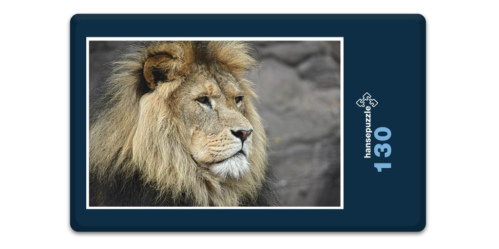 hansepuzzle 16702 - König der Tiere Puzzle, 130 Teile, Tierwelt, 28,7 x 20,0cm mit hochwertiger Aufbewahrung, Kartonbox & Beutel