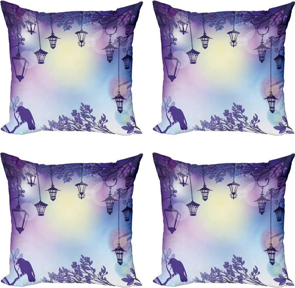 ABAKUHAUS Laterne Kissenbezug Set (4 Stück), street, Moderner Doppelseitiger Digitaldruck, 60 cm x 60 cm, Violet Multicolor