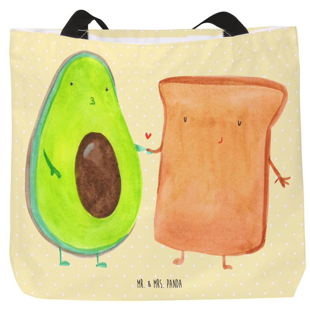 Mr. & Mrs. Panda Schultasche Avocado Toast - Gelb Pastell - Geschenk, Laptoptasche, Hochzeit, Tote Bag, Gesund, Toastbrot, Reisetasche, Freundin, L...