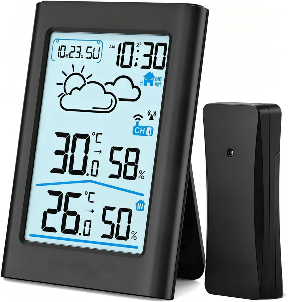Funk Wetterstation mit Außensensor, DCF Funkuhr, Produktbild 