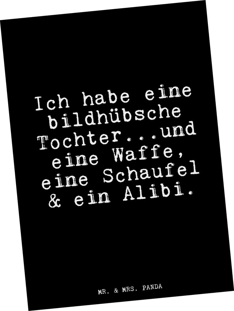 Mr. & Mrs. Panda bildkarte Ich habe eine bildhübsche... - Schwarz - Geschenk, Mann, Kunstkarten, Grußkarte, Papa, Ansichtskarte, Eltern, Postkart...